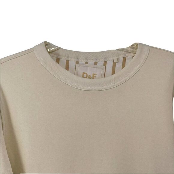 Cream Crewneck Sweatshirt Mens Size Medium Minimalist Basic D&F Ricky Singh Top - Picture 3 of 7